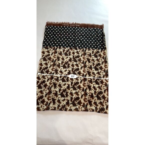 Louis Vuitton Stephen Sprouse Animal Print Striped Scarf in Cream Black Brown - Picture 5 of 8